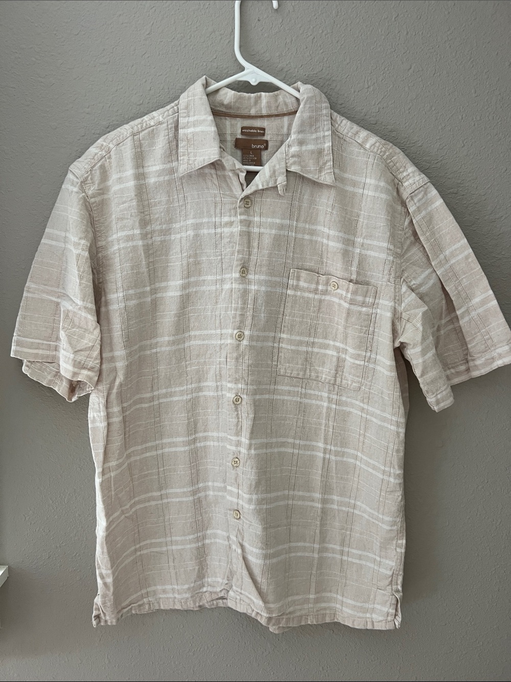 Bruno washable linen short sleeve button down mens size large